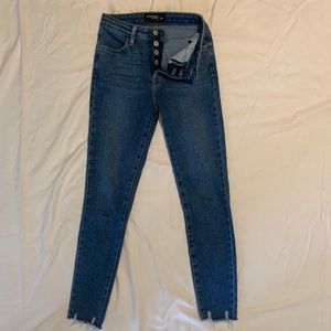 JUST BLACK Medium Wash High Rise Button Fly Denim
